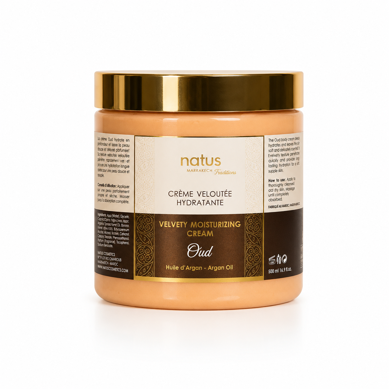 Ενυδατική κρέμα με Έλαιο Αργκάν & άρωμα Oud για βελούδινη επιδερμίδα 500ml